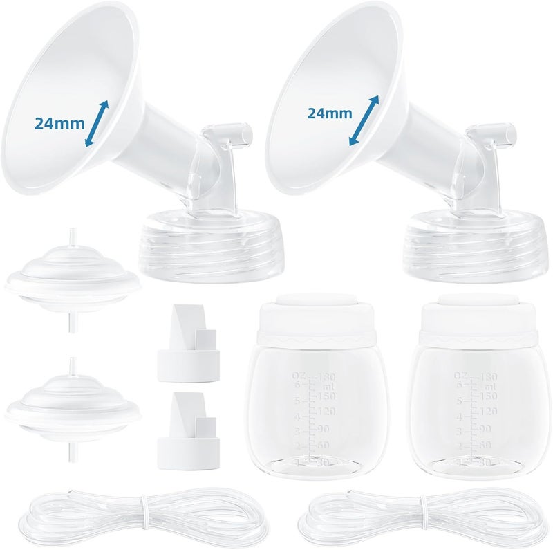 Hranio Breast Pump Parts Compatible with Spectra Replacement Pump Parts 24mm Flange, Spectra Pump Parts S1 S2 Replacements Full Set 2 Set (Full SET-24MM) - Image 1